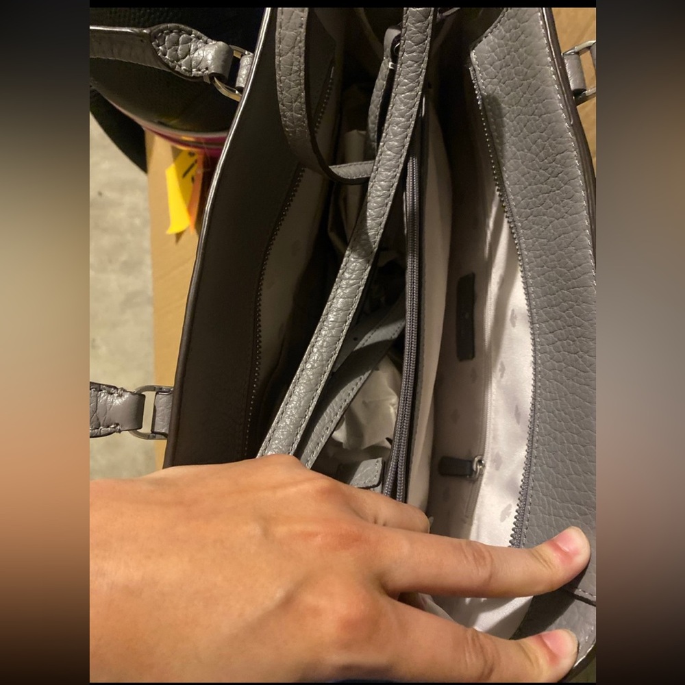 Kate Spade Pebbled Leather Satchel in Gray - Picture 2 of 3